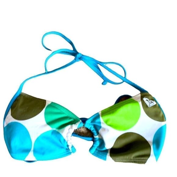 Roxy Polka Dot Halter Bikini Top Medium - Picture 1 of 4
